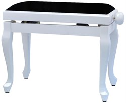 GEWA Piano Bench Deluxe Classic White Highgloss банкетка белая глянцевая гнутые ножки верх черный 4397 - фото 14062